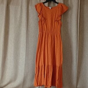 J. Crew Orange Ruffle Midi‎ Dress